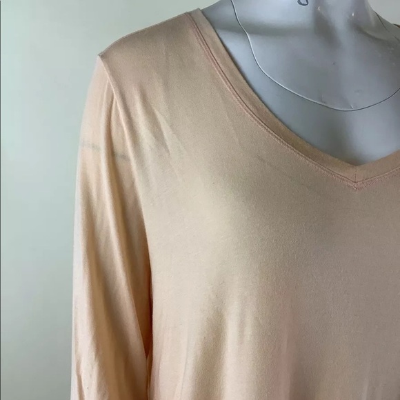 Soft Surroundings Sz L Sublime Long Sleeve Draped Tee Peach Modal Spandex Top - Picture 3 of 7